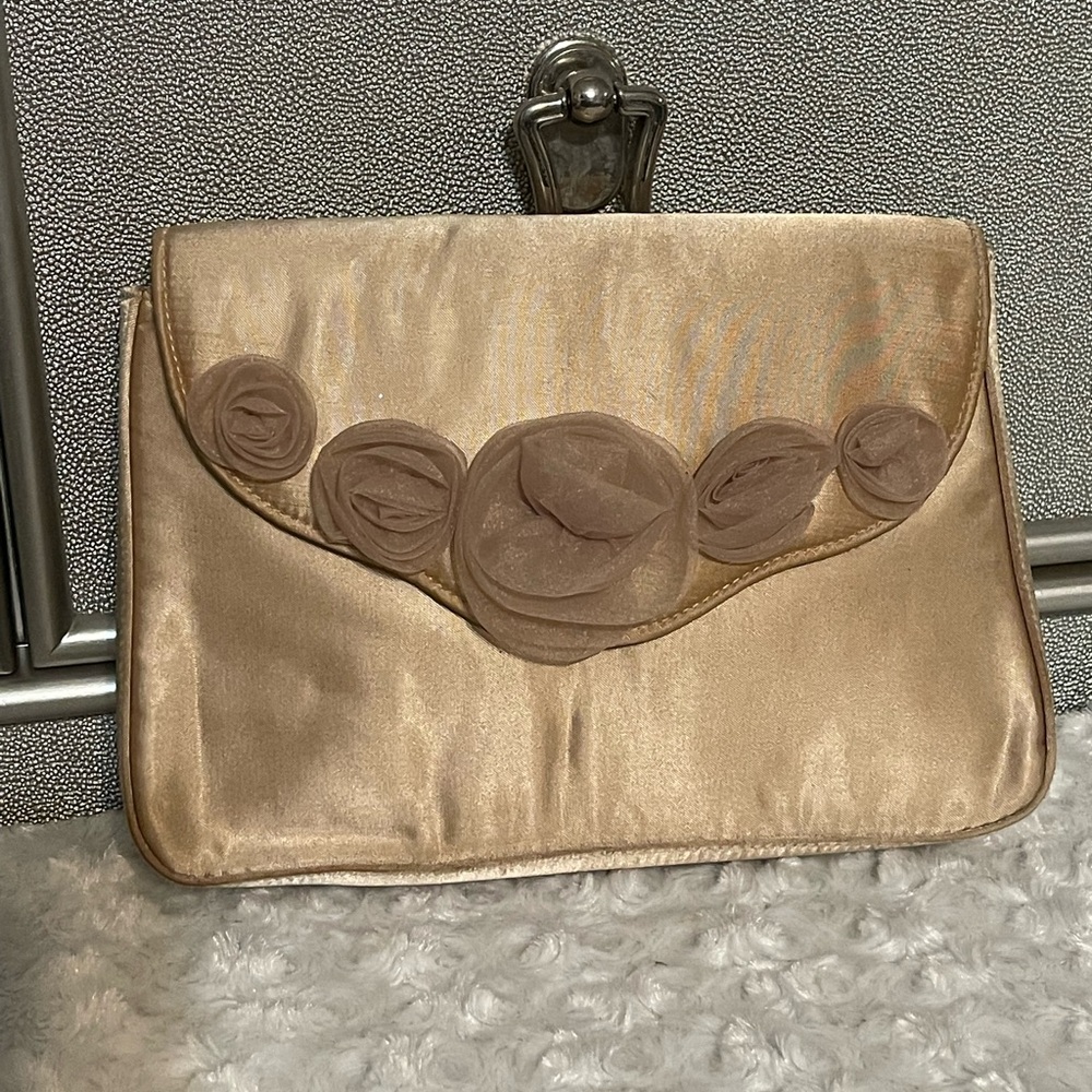 Elegant Cream Clutch with Floral Accents